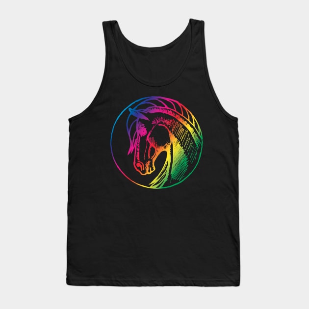 Round horse Rainbow Tank Top by Shyflyer